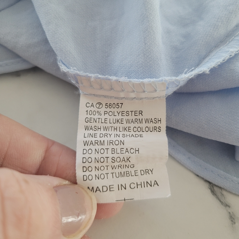 Princess Polly Felicity Sinclair Tie Front Top Baby Blue Size 8 Ruffle Sleeve - Picture 9 of 11